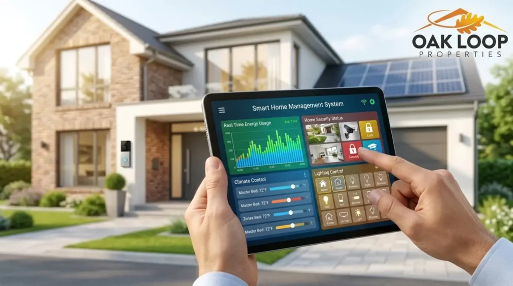 Modern real estate trends and smart home technology in Pearland managed by Oak Loop Properties.
