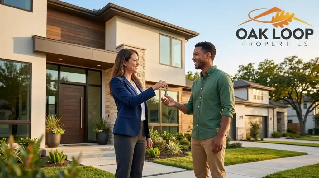 Professional tenant management services by Oak Loop Properties helping a new resident move into a Pearland rental home.