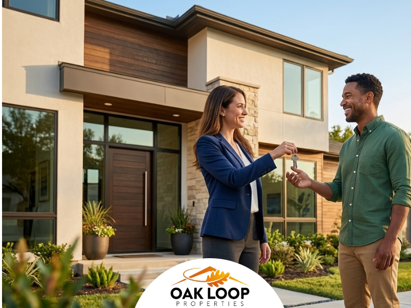 Professional tenant management services by Oak Loop Properties helping a new resident move into a Pearland rental home.